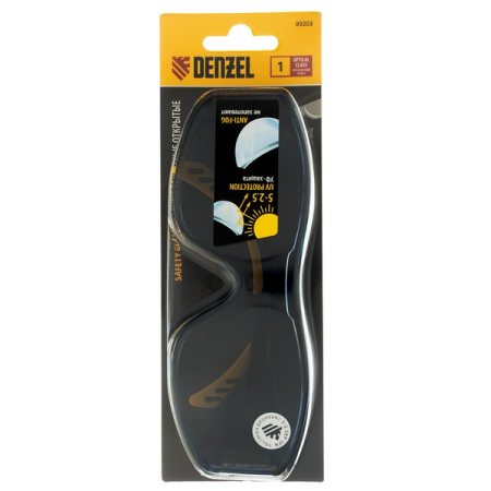 Очки защитные открытые, поликарбонатные, увеличенная дымчатая линза, DENZEL 89203