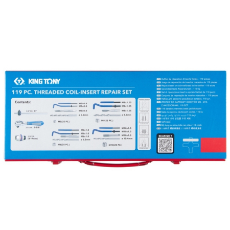 KING TONY 11311MQ02 Набор для восстановления резьбы М5-10, 119 предметов