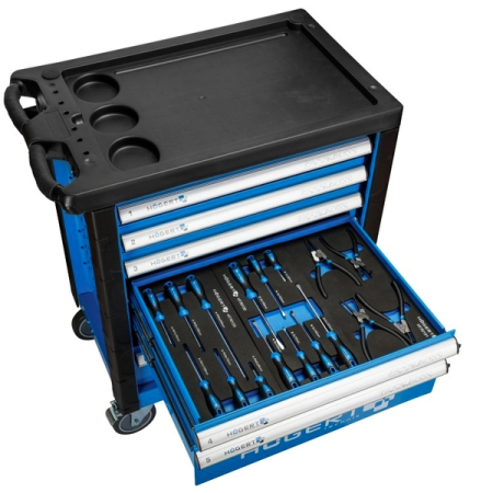 Набор инструментов в тележке, 214 предметов, HOEGERT HT7G056