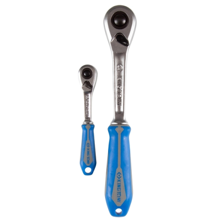 KING TONY 7773GS Набор трещоток 1/4", 1/2", 90 зубцов, флажковых с кнопкой, 2 предмета