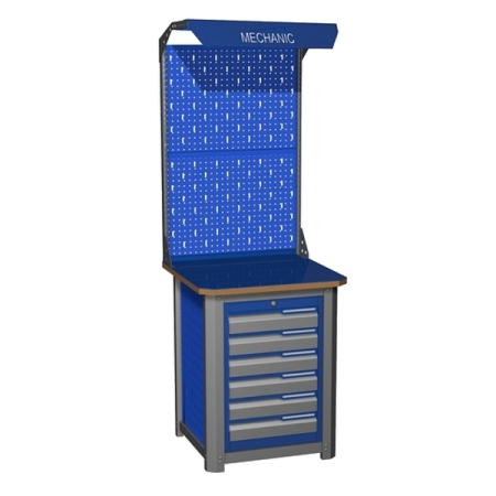 Верстак промышленный однотумбовый с экраном и освещением Верстакофф MECHANIC-М07.6Э2С