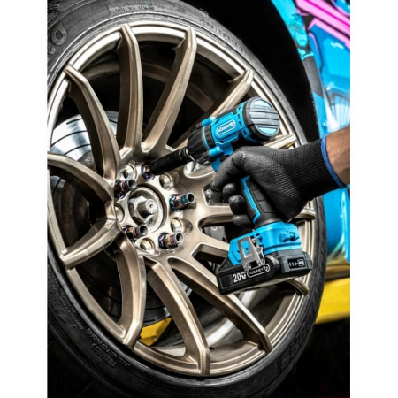 Гайковерт аккумуляторный ударный 1/2", 400 Нм, акк. 2.0 Ач и зар.устр., HOEGERT HT2E200