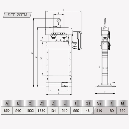 Пресс электрогидравлический напольный, 20 т, SNIT SEP-20EM