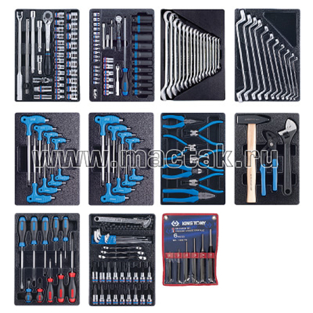 KING TONY 932-000MRD-MT Комплект "UNION" из наборов инструментов в ложементах для инструментальной тележки , 10 ложементов, 173 предмета KING TONY 932-000MRD-MT Комплект "UNION" из наборов инструментов в ложементах для инструментальной тележки , 10 ложементов, 173 предмета