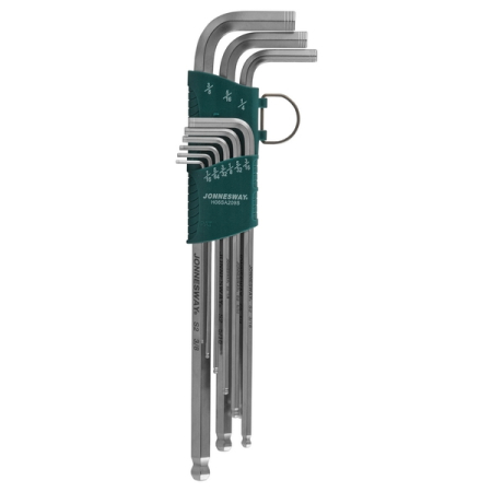 Комплект шестигранников Extra Long с шаром, 1/16''-3/8'', 9 предметов, Jonnesway H06SA209S