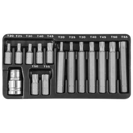 Набор вставок-бит 10 мм DR TORX с переходником, 15 предметов, Jonnesway S29H4215S