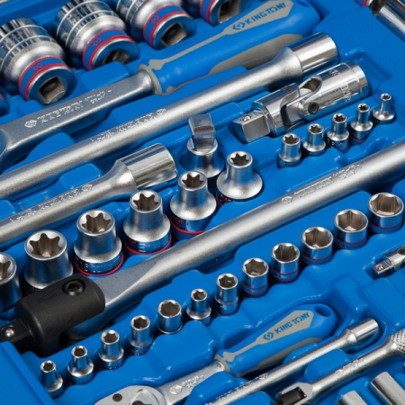 KING TONY P7553MR03 Набор инструментов универсальный, 153 предмета, в комплекте фонарь налобный