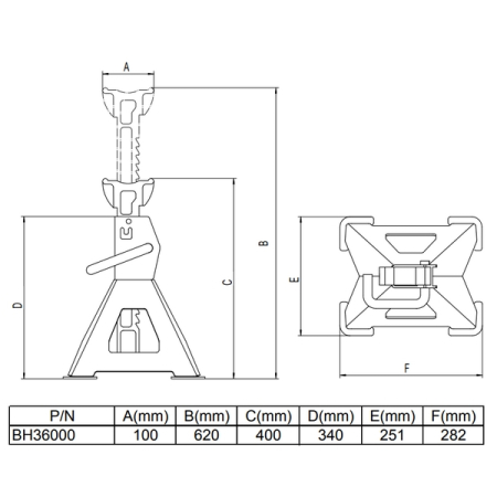 BAHCO BH36000 Подставки под машину, регулируемые, 6 тонн, 2 шт.