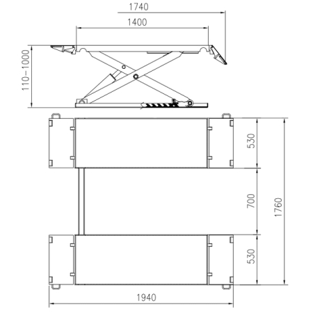 Подъемник ножничный электрогидравлический шиномонтажный, 3.5 т, KraftWell FORBI 3.5G (380V)
