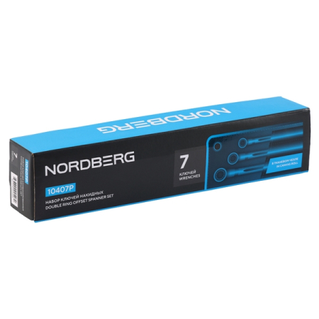NORDBERG 10407P Набор ключей накидных изогнутых, 6-19 мм, 7 шт, чехол