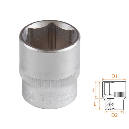 Головка торцевая стандартная шестигранная 3/8", 19 мм, AFFIX AF00030019