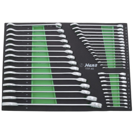 Набор комбинированных ключей, 6-38 мм, 40 предметов, ложемент, HANS TTF-40