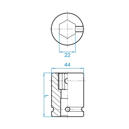 KING TONY 609622M Держатель вставок (бит) 22 мм, ударный, с винтовым фиксатором, квадрат 3/4 дюйма