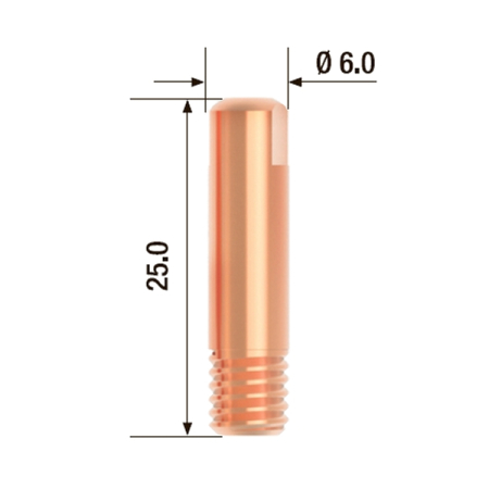 Контактный наконечник M6х25 мм, 0,8 мм, E-Cu (25 шт) FUBAG FB.CTM6.25-08
