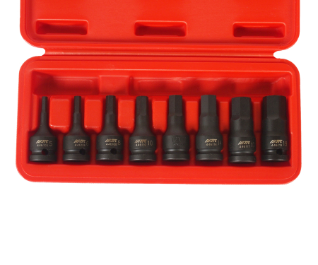 Набор бит-головок 1/2" HEX H5-19ммх60мм ударных в кейсе 8 предметов JTC-J408H