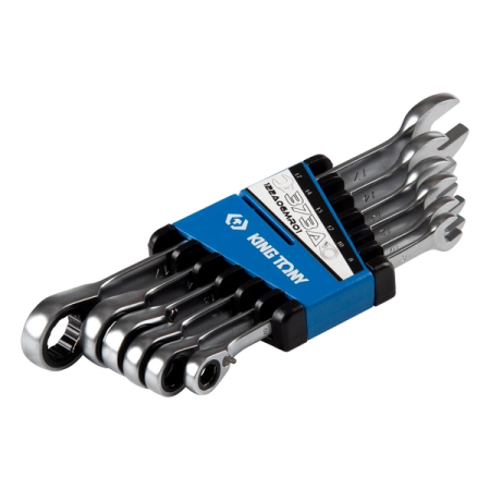 KING TONY 122A06MR01 Набор комбинированных трещоточных ключей, 8-17 мм, 6 предметов