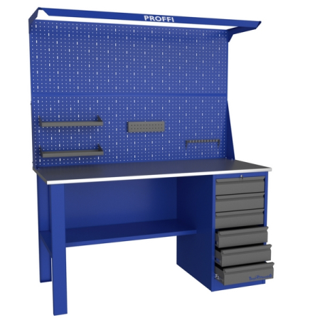 Верстак слесарный однотумбовый с экраном и освещением Верстакофф PROFFI 116 Д6 Э2