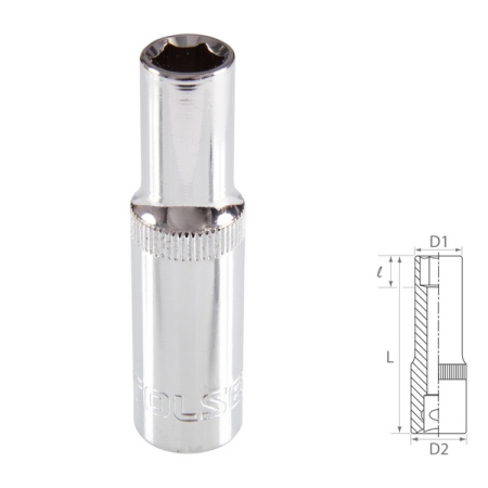 Головка торцевая глубокая шестигранная 3/8", 9 мм TOLSEN TT16359 Головка торцевая глубокая шестигранная 3/8", 9 мм TOLSEN TT16359
