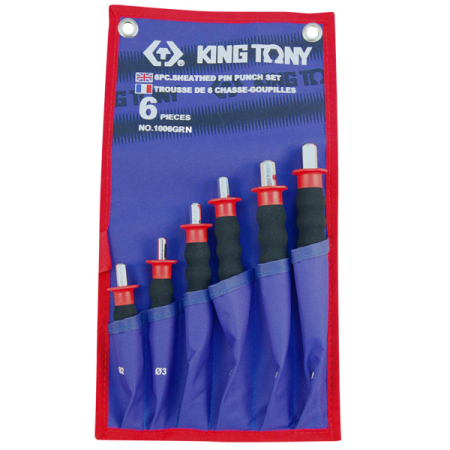Набор инструментов выколоток с протектором, 6 предметов, King Tony 1006GRN