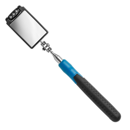 Зеркало телескопическое 50x80 мм со светодиодом, 300-880 мм, HOEGERT HT4R504