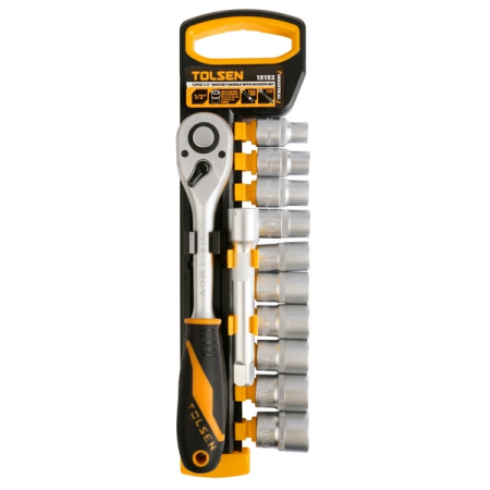 Набор торцевых головок с трещоткой 1/2", 10-22 мм, 12 предметов TOLSEN TT15152 Набор торцевых головок с трещоткой 1/2", 10-22 мм, 12 предметов TOLSEN TT15152
