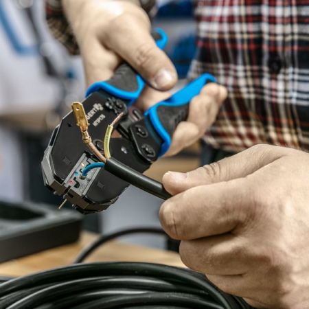 Пресс-клещи для обжима проводов, со сменными матрицами 6 шт, HOEGERT HT1P176