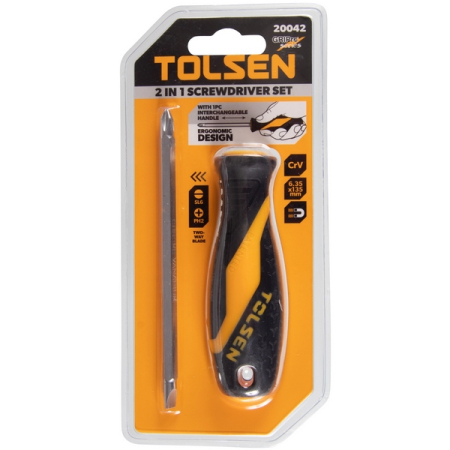 Отвертка со сменной вставкой (битой), 2 в 1, TOLSEN TT20042