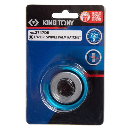 KING TONY 2747DR Трещотка 1/4", 72 зубца, дисковый механизм
