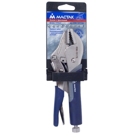 Зажим с фиксацией прямые губки длина 175 мм Мастак 036-10175H