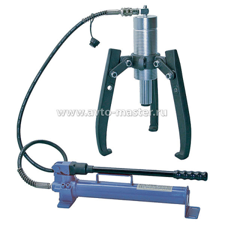 Съемник подшипников гидравлический трехлапый с гидравлическим насосом, 30 тонн Мастак 104-19330