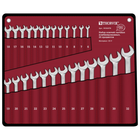 Набор ключей гаечных комбинированных серии ARC, 6-32 мм, 26 предметов, в сумке Thorvik W3S26TB
