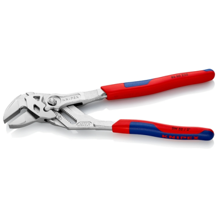 Клещи переставные, зев 52 мм, длина 250 мм, хромированные, двухкомпонентные ручки, KNIPEX KN-8605250SB