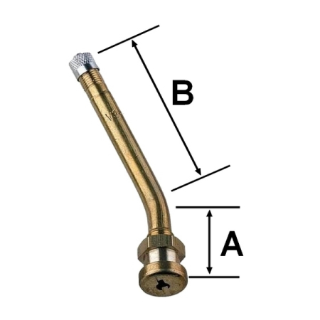 Вентиль металлический для бескамерных грузовых колес, угол 27 градусов, отверстие 10 мм, Clipper TR-100MS