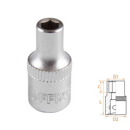 Головка торцевая стандартная шестигранная 1/4", 4.5 мм, AFFIX AF00020045