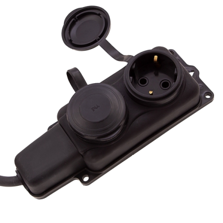 Удлинитель силовой 10 м, 16 А, тип УХз16, КГ 3x1.5 мм, 2 розетки, Сибртех 95881