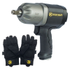 Гайковерт ударный пневматический квадрат 1/2 дюйма 1250 Нм Rodcraft 2277 с антивибрационными перчатками