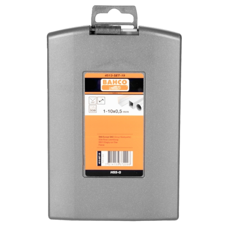 BAHCO 4513-SET-19 Набор спиральных сверл по металлу HSS-G DIN338N, 1-10 мм, 19 предметов
