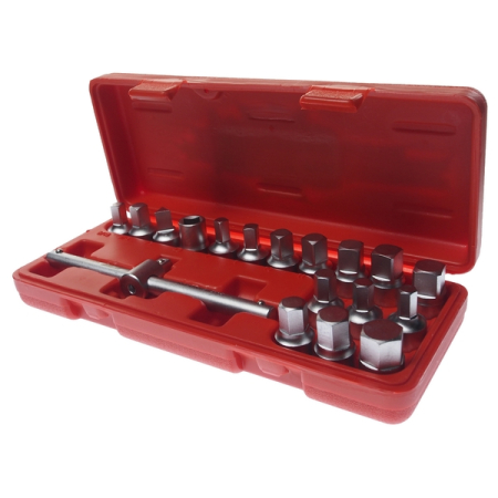 Набор головок для отворачивания масляных пробок, 18 предметов, JTC-JW0895 Набор головок для отворачивания масляных пробок, 18 предметов, JTC-JW0895