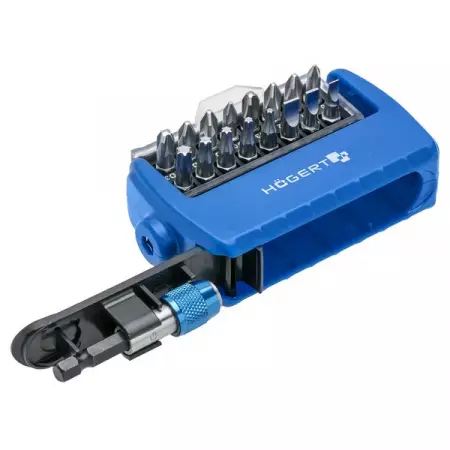 Набор бит с битодержателем 1/4", SL, PH, PZ, Torx, 17 шт, HOEGERT HT1S401