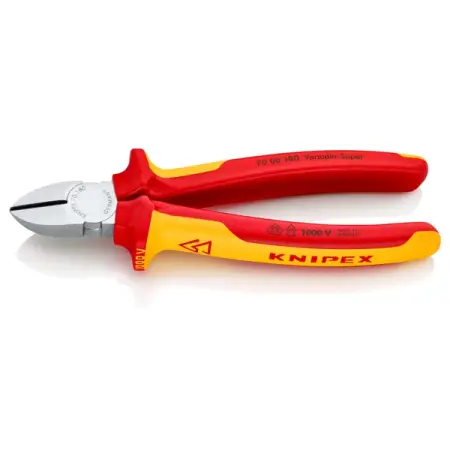 Бокорезы VDE, 180 мм, хром, двухкомпонентные диэлектрические ручки, KNIPEX KN-7006180