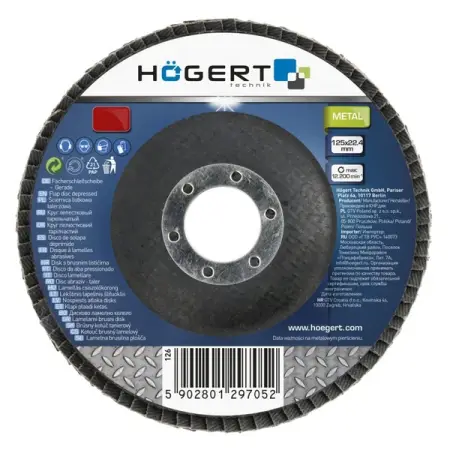 Круг шлифовальный лепестковый 125x22,4 мм G40 HOEGERT HT8D051