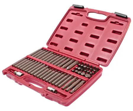 Набор бит 1/2"&3/8" 6-ти гранных HEX, TORX, SPLINE, RIBE + 2 держателя (кейс) 58 предметов JTC-3509