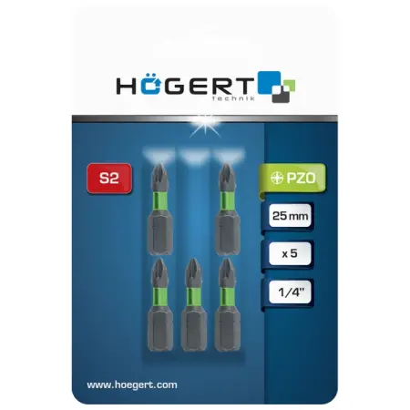 Биты ударные PZ0, 25 мм, 5 шт, HOEGERT HT1S125