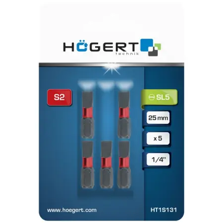 Биты ударные SL5, 25 мм, 5 шт, HOEGERT HT1S131