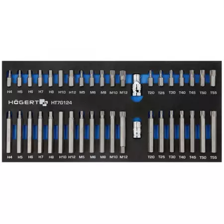Набор бит 10 мм TORX, HEX, SPLINE, 40 шт, ложемент, HOEGERT HT7G124