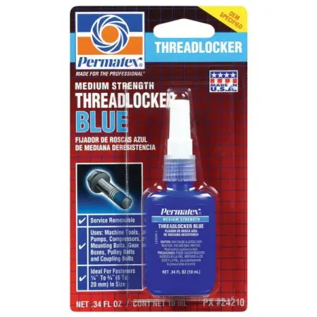 Фиксатор резьбовых соединений средней фиксации синий, 10 мл, Permatex Medium Strength Threadlocker Blue