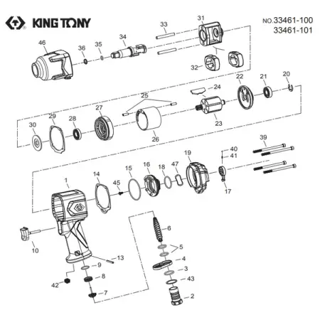 Ремкомплект для гайковерта 33461-100, пластина передняя торцевая KING TONY 33461-B27
