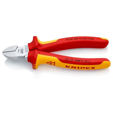 Бокорезы VDE, 160 мм, хром, двухкомпонентные диэлектрические ручки, KNIPEX KN-7006160SB