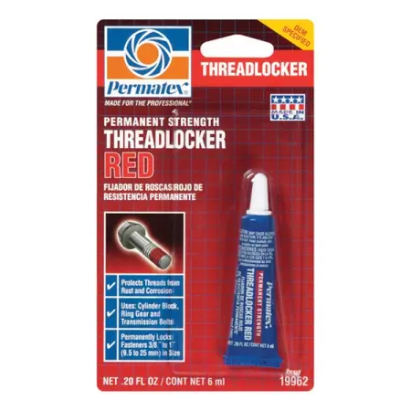 Фиксатор резьбовых соединений неразъемной фиксации красный, 6 мл, Permatex Permanent Strength Threadlocker Red