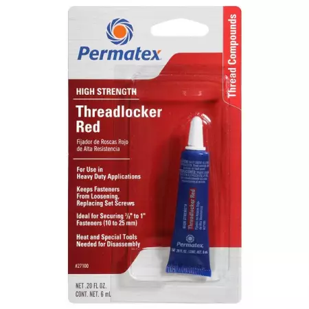 Фиксатор резьбовых соединений сильной фиксации красный, 6 мл, Permatex High Strength Threadlocker Red